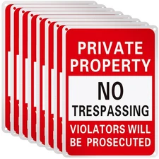 Yaocom 8 Pcs Private Property No Trespassing Sign Metal Reflective Aluminum V...