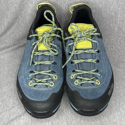 Salewa Women s MTN Trainer PELLE Approach Shoes Blue Jeans Citro Vibram 3F Sz6.5