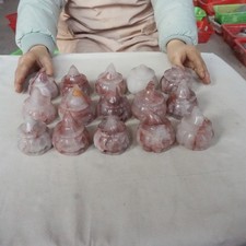 8.6LB 15Pcs Natural Red Hematoid Quartz Crystal Carving Pumpkin Lantern Healing