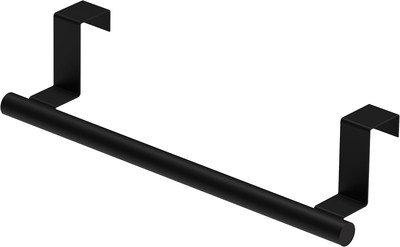 Cabinet Door Towel Bar - Single, Stainless Steel & Matte Black over Cupboard Doo