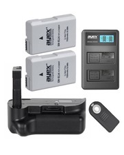 ayex impugnatura batteria per Nikon D5200 D5100 + IR + USB doppio caricatore + 2x EN-EL14