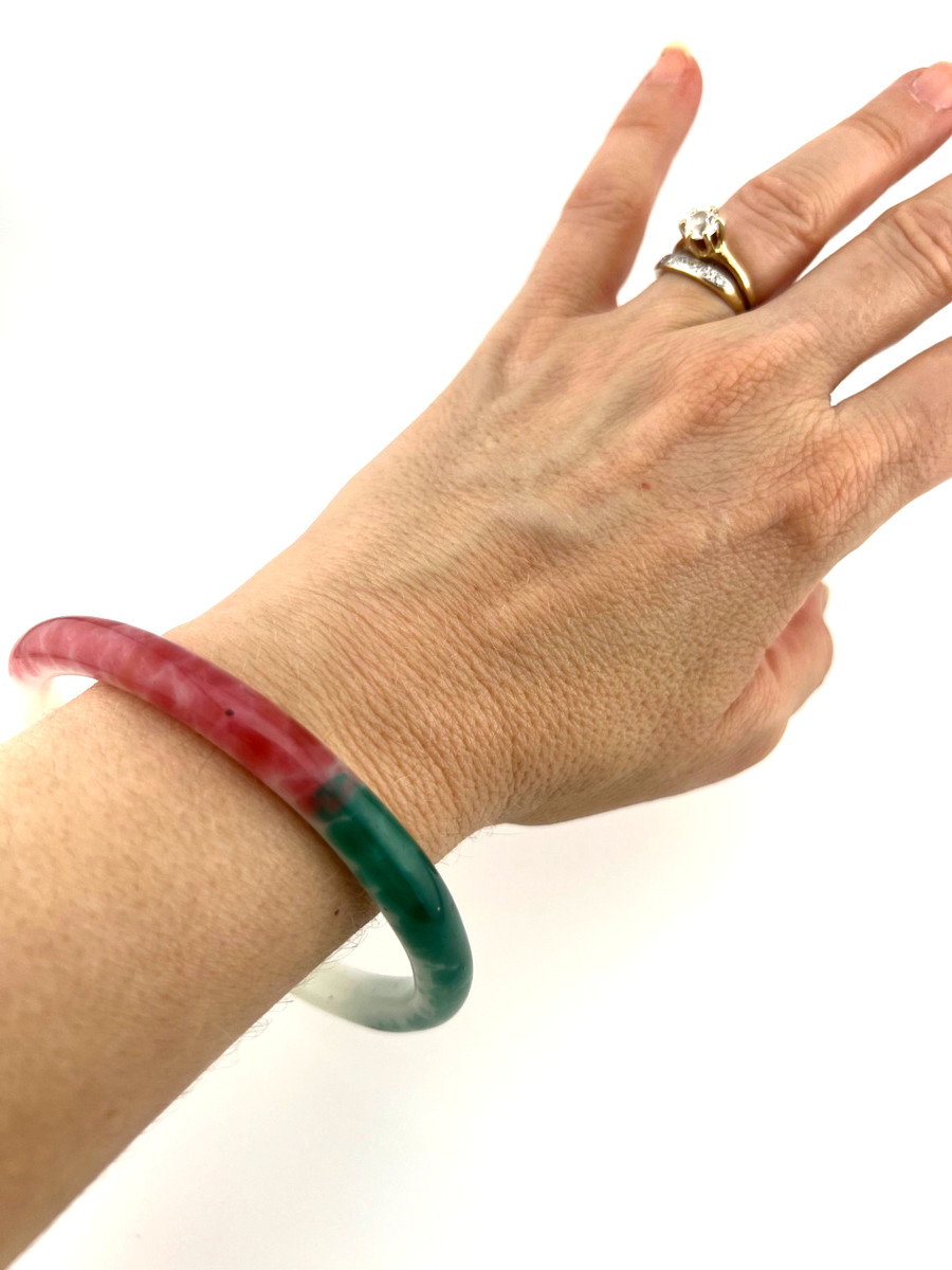 Vintage 1930s Glass BANGLE BRACELET to look like JADE Beautiful View 3