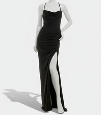 City Studio Women's Black Draped Neck Back-Tie Dress Juniors' Dress Size S