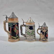 Vintage lot of 3 German Beer Steins-Western, Heidelberg Schloss Castle