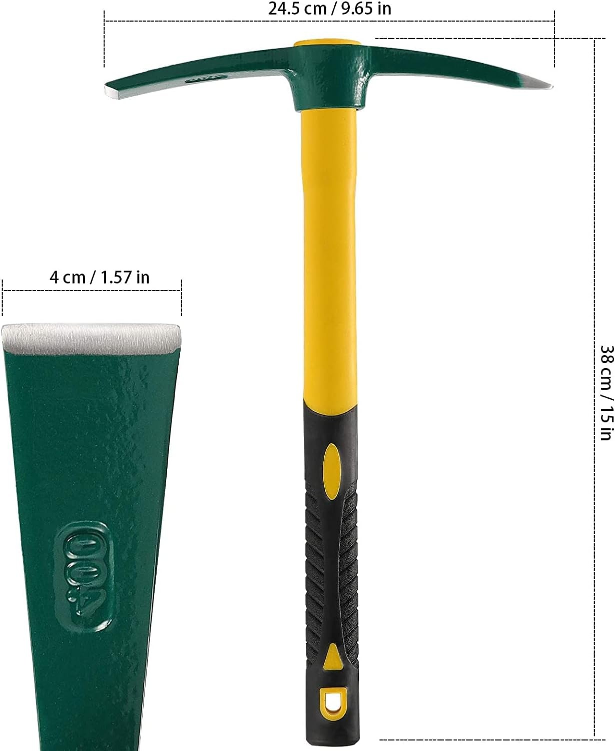 JEUIHAU 15 Inches Pick Mattock Hoe, Forged Adze Hoe with Plastic Coated... 