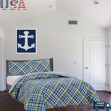 Reversible Microfiber Twin Comforter Set Boys Bedding Plaid Sham Soft Warm New