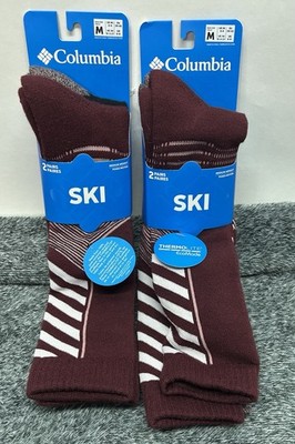 Lot 2 Columbia Men's 6-9 Women's 8-11.5 Ski  Rich Wine/Black Socks(C2)