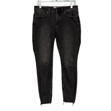 Free People We The Free Skinny Jeans Womens 28 Charcoal Black Curvy Raw Hem