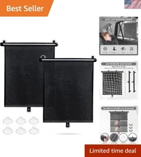 Compact Retractable Car Window Shades – Max UV and Heat Protection, 2 Count