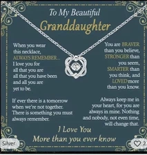 To My Granddaughter Necklace, Gift for Granddaughter, Silver Heart Necklace Gbox