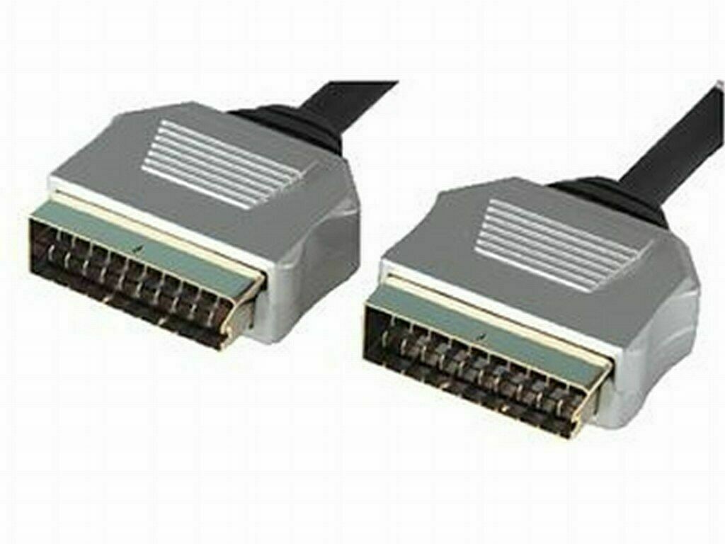 5m PURE OFC SCART Cable HQ Lead Metal Ends Gold Plated Round Connectors