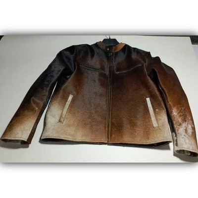 Men's Western Cowhide Jacket with Real Hair-on Pony Skin And Cow Print Jacket 63