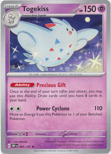 Togekiss - 085/197 - Holo Rare (Lp) Obsidian Flames - Psychic Pokémon