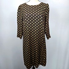 Talbots Black Back Cut Out Shift Dress Gold Glitter Dots Women's Size 10P