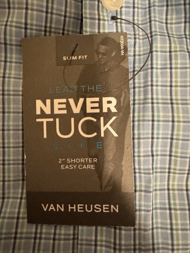 2 Van Heusen Never Tuck Mens Shirt Slim Fit L (16 - 16 1/2) New w tags - Picture 5 of 10