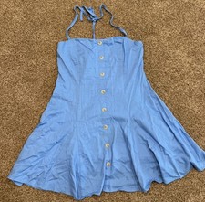 Women Button-Front Halter Mini A-Line Dress - Wild Fable Blue size XL