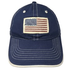 U.S. Flag Slideback Baseball Cap Blue One Size Adjustable Embroidered Signatures