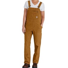 Carhartt Women's Rugged Flex Loose Fit Canvas Bib Overalls Brown NEW XL Short
