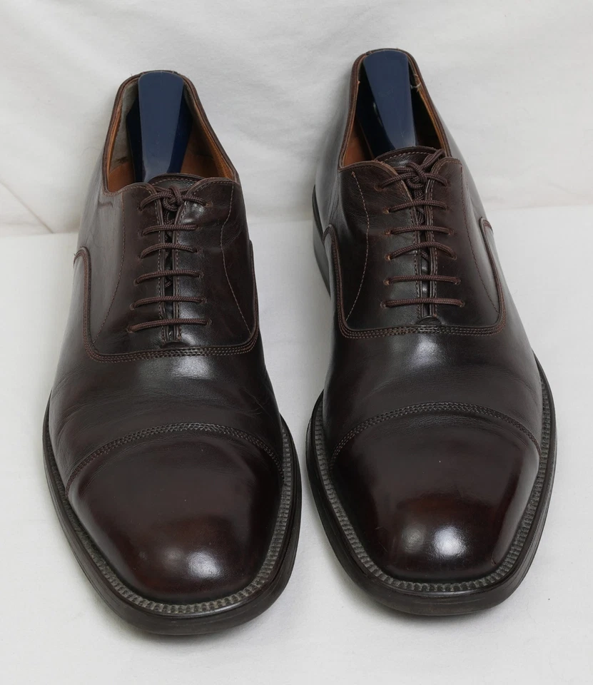 Santoni Italy Brown Cap Toe Casual Dress  Shoes 10 ½  D Retail $750 Mens Leather - Image 2 of 4