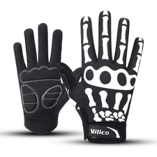Outdoor Men Cycling Bike Full Finger Gloves Motorcycle Skull Bone Skeleton Goth