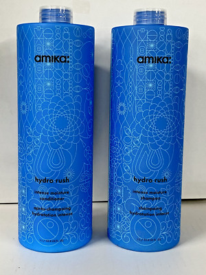 Amika Hydro Rush Intense Moisture Shampoo & Conditioner 33.8oz. ea. Duo NEW
