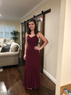 burgundy long evening dress High Neck Lace Bodice Princess Burgundy Long Prom Dress PG921 US6 / Burgundy main image 0