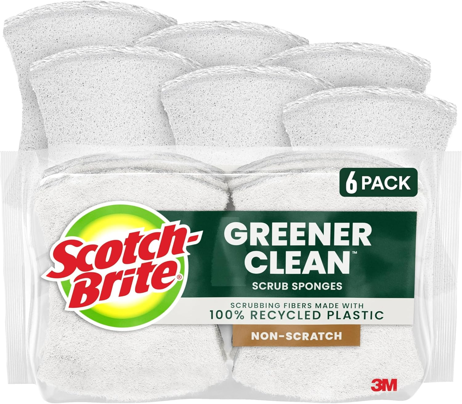 Scotch-Brite Non-Scratch Greener Clean Sponge 6-Pack for Kitchen
