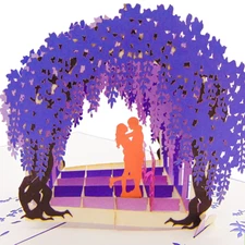 Couple Under Wisteria Arbor Pop Up Card.3D Love/Valenti Free Shipping USA seller