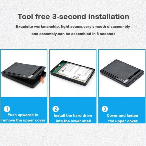 Externes USB 3.0 SATA-Festplattengehäuse. 2,5-Zoll-Festplattengehäuse Ware P3S9 - Afbeelding 14 van 20