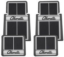 Restoparts Black Rubber Plasticolor Floor Mat Set 1964-73 Chevelle Stamped Logo Restoparts Black Rubber Plasticolor Floor Mat Set 1964-73 Chevelle Stamped Logo