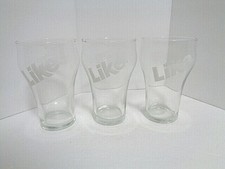 SET OF 3 LIKE COLA CLEAR LIBBY GLASSES WITH WHITE LIKE GRAPHICS RARE