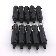 10pcs 12v Male Car Cigarette Lighter Socket Plug Connector With Fuse Red LED
