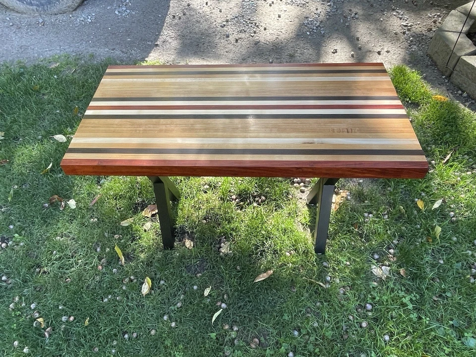 : Mesa de cartas estilo bloque carnicero personalizada hecha a mano, mesa de entrada, mesa de juego: Foto 4 de 4