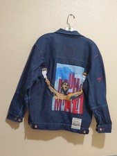 Vintage Platinum Fubu Muhammad Ali Denim Jacket Rare 2000’s Sz-l 16-18 Rare