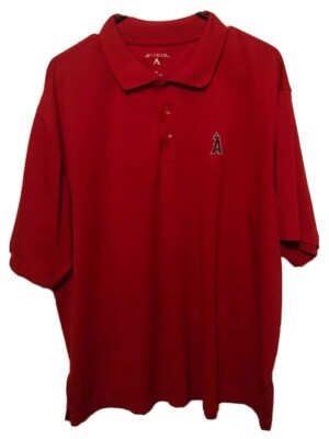 Los Angeles Angels Antigua MLB 3 Button Polo Shirt Red Mens Size XL