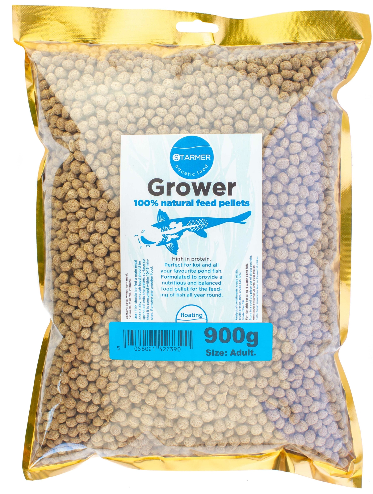 Koi carp 30% protein GROWER floating pond feed all natural growth pellets 900g