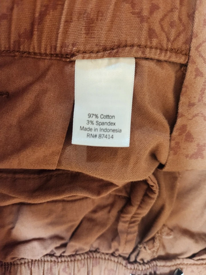 Sonoma Burnt Orange Southwest Pleated Pockets Aztec Crop Pants Size XXL - Image 4 of 4