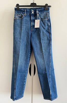 NEW Good American Good Straight Twisted Seam Blue Jeans Damen Größe 34 / 36 US 4