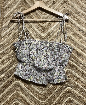 MANGO Women Patterned Cami With Ruffle, Multicolored, Size XL, NWT