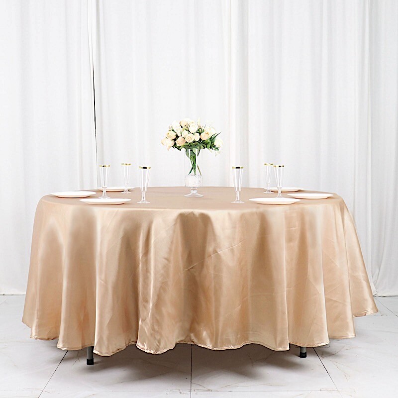 NUDE 108" ROUND Satin TABLECLOTH Light Gray Party Home Kitch