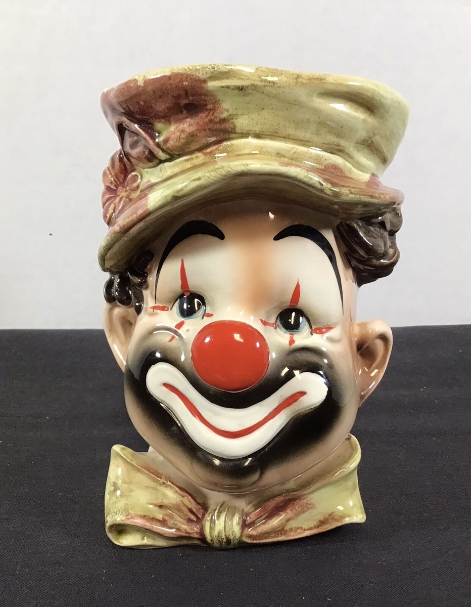 Vintage Lefton's Hobo Circus Clown Head Planter 4498 B Red Nose | eBay