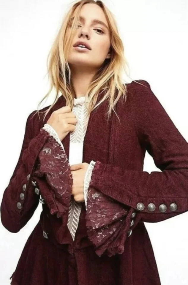 Jaqueta militar Free People Throwback manga sino desgastada blazer alargado XS - Imagem 2 de 4