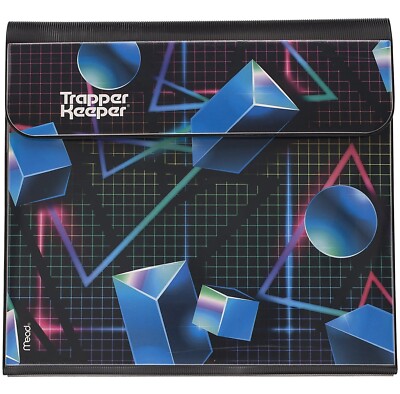 Mead Trapper Keeper Binder, Retro Design, 1 Inch Binder, 2 Folders, Extra Pocket