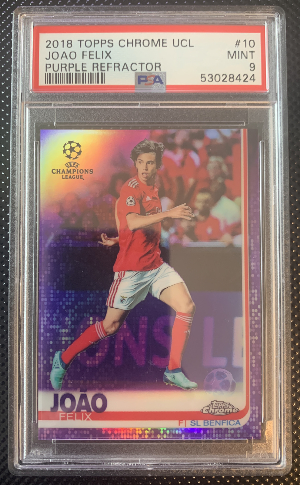 2018 Topps Chrome Champions League Joao Felix Purple Refractor /250 PSA 9 Rookie