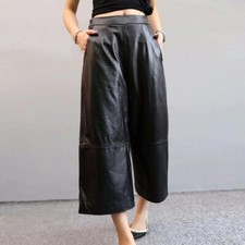 Black New Stylish Handmade Casual Party Women's Pant Genuine Lambskin Leather