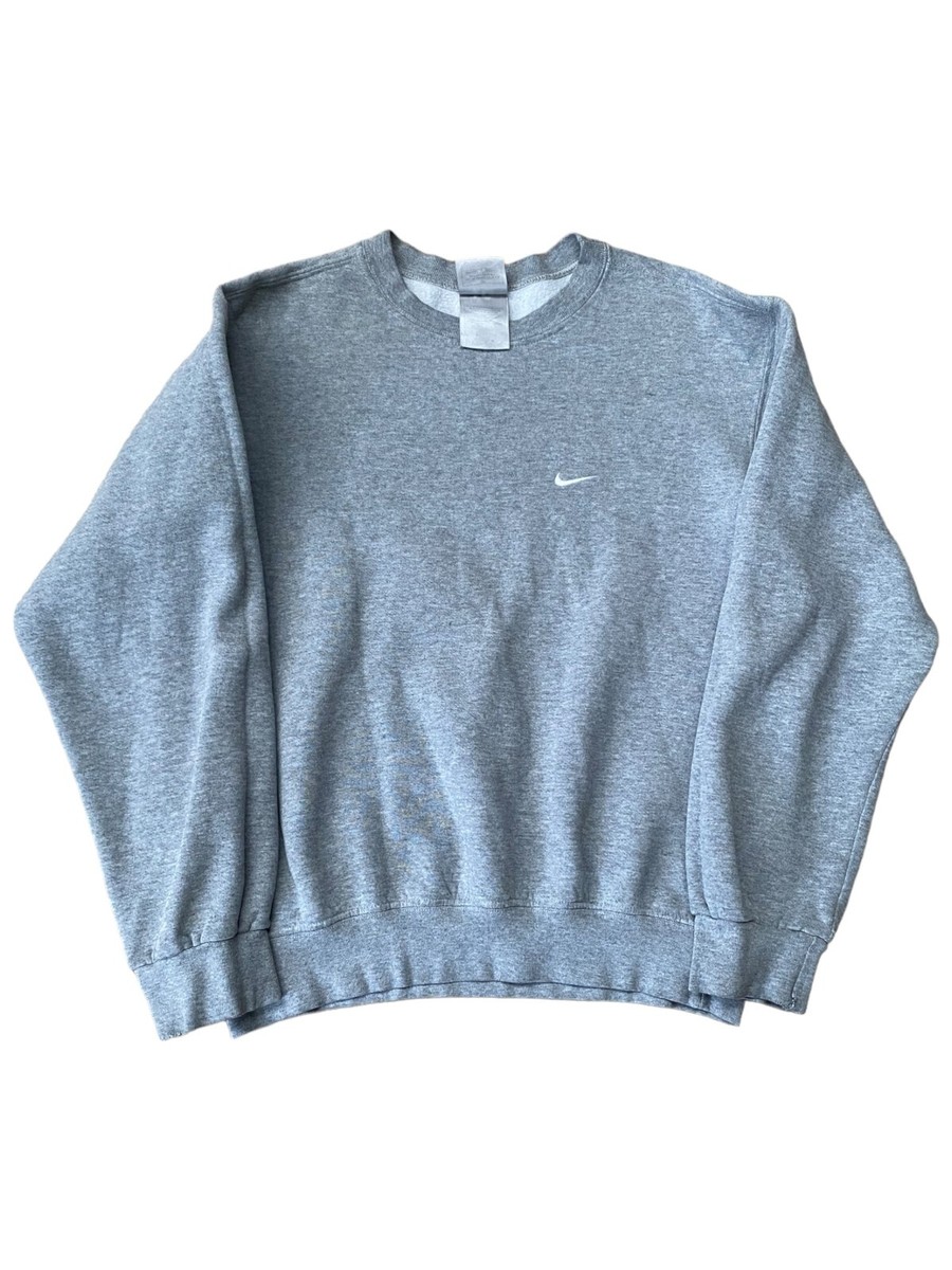 Vintage Nike Jumper Womens Small Grey Crew Neck Sweatshirt Mini Swoosh Logo | eBay UK