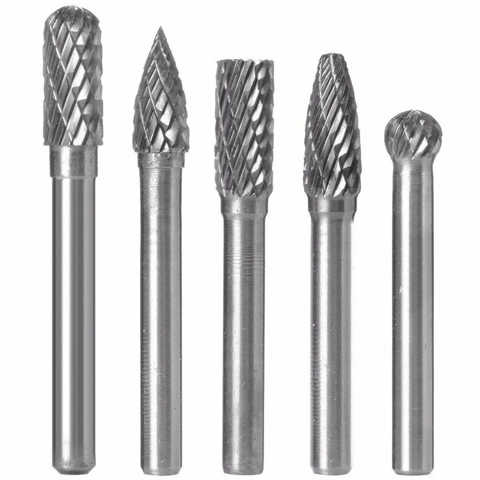 5x Rotary Burr Set Head Tungsten Carbide Burrs 1/4'' Shank Die Grinder Bit Tool - Image 3 of 4