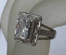 STERLING SILVER RADIANT SOLITAIRE CZ ENGAGEMENT STYLE RING SIZE 6