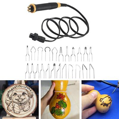 Brennset Pyrographie Stift 21 Drahtspitzen Handstück Ersatz rutschfester Griff