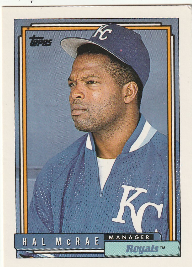 FREE SHIPPING-MINT-1992 Topps Hal McRae #519-PLUS ROYALS BONUS CARDS